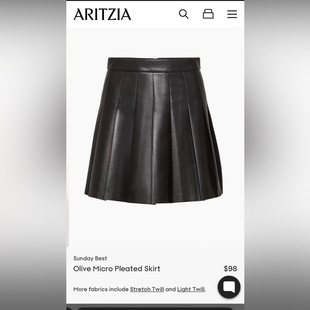 NWOT - Leather Micro Pleated Skirt